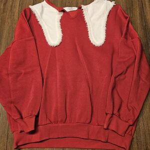 H&M Vibrant Red Top with White Santa Detail